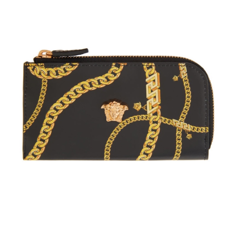Versace Black Chain Print Cardholder